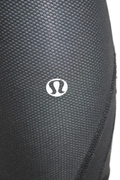 Lululemon Womens Mid Rise Mesh Trim Stretch Knit Cropped Leggings Black Size 2