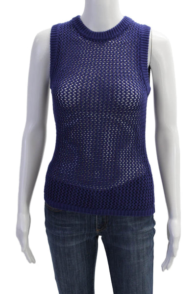 Toccin Womens Woven Sleeveless Pullover Shell Sweater Blue Size Extra Small
