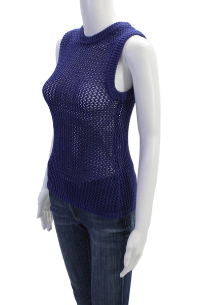 Toccin Womens Woven Sleeveless Pullover Shell Sweater Blue Size Extra Small