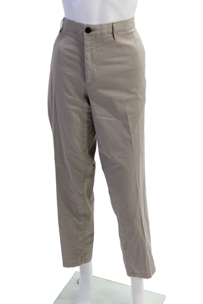 Theory Womens Button Zip Lined Straight Leg Casual Pants Khaki Size EUR 36