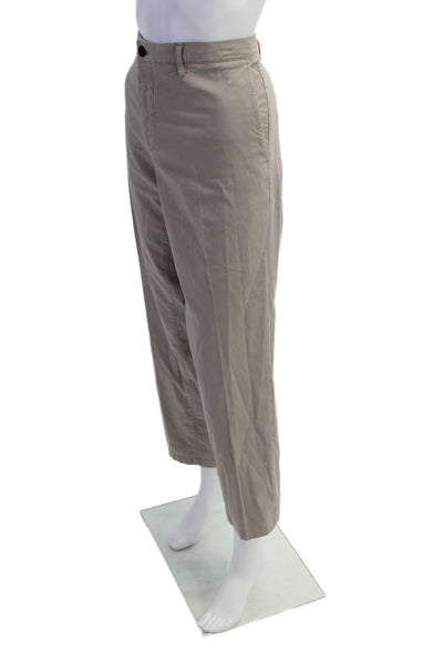Theory Womens Button Zip Lined Straight Leg Casual Pants Khaki Size EUR 36