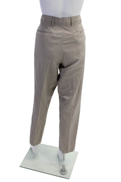 Theory Womens Button Zip Lined Straight Leg Casual Pants Khaki Size EUR 36