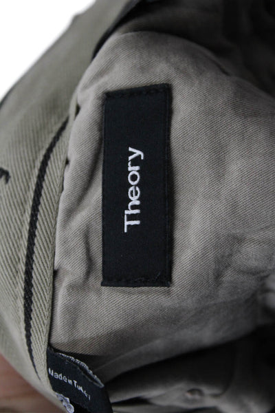 Theory Womens Button Zip Lined Straight Leg Casual Pants Khaki Size EUR 36