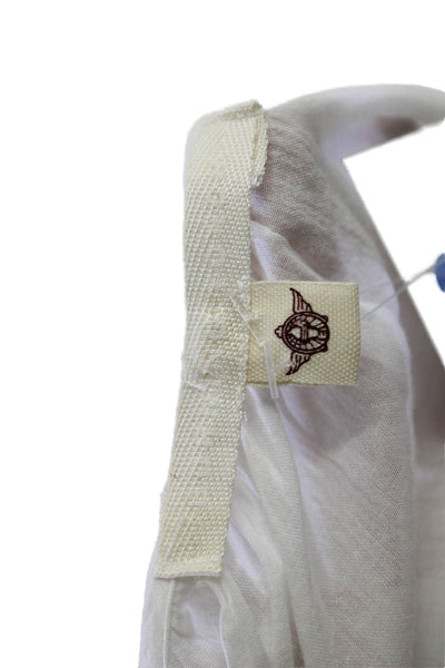 Burning Torch Womens Cotton Long Sleeve Button Embroidered Blouse White Size S