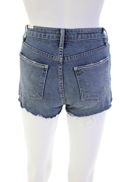 Lovers + Friends Womens Lace Up Mid Rise Fringe Denim Shorts Blue Size 23