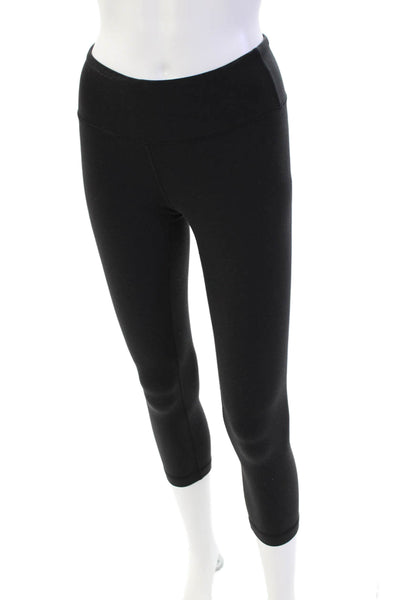 Lululemon Womens Stretch Knit Mid Rise Cropped Athletic Leggings Black Size 2