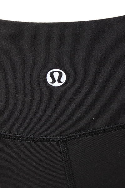 Lululemon Womens Stretch Knit Mid Rise Cropped Athletic Leggings Black Size 2