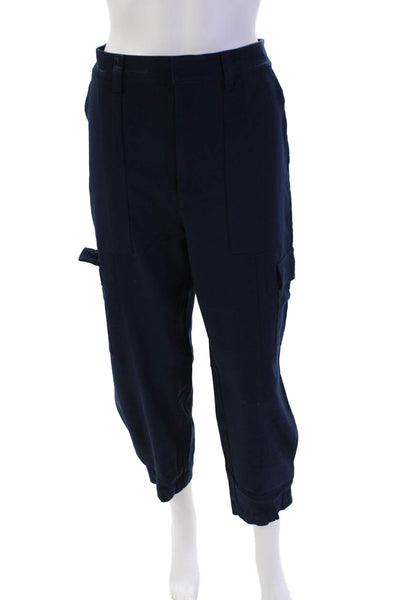 Banana Republic Womens Cotton Lined Straight Leg Casual Pants Navy Size 14