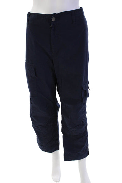 Lauren Jeans Company Womens Cotton Mid Rise Cropped Cargo Pants Blue Size 16