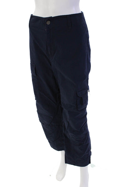 Lauren Jeans Company Womens Cotton Mid Rise Cropped Cargo Pants Blue Size 16