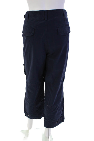 Lauren Jeans Company Womens Cotton Mid Rise Cropped Cargo Pants Blue Size 16