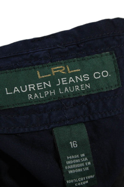 Lauren Jeans Company Womens Cotton Mid Rise Cropped Cargo Pants Blue Size 16