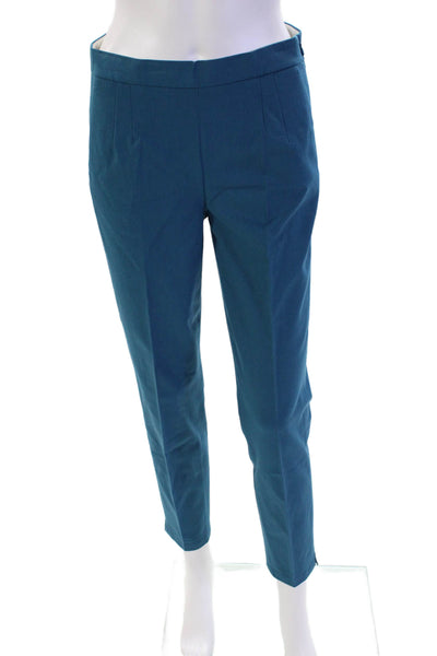 J Crew Womens Zipper Fly Pleated Martie Trouser Pants Blue Cotton Size 2