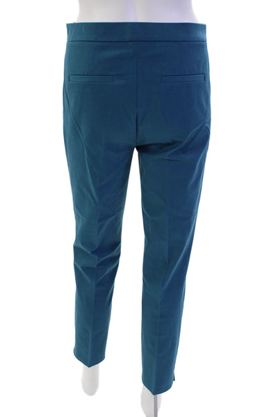 J Crew Womens Zipper Fly Pleated Martie Trouser Pants Blue Cotton Size 2