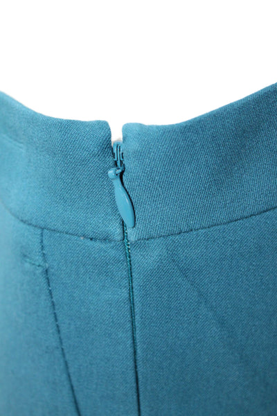 J Crew Womens Zipper Fly Pleated Martie Trouser Pants Blue Cotton Size 2