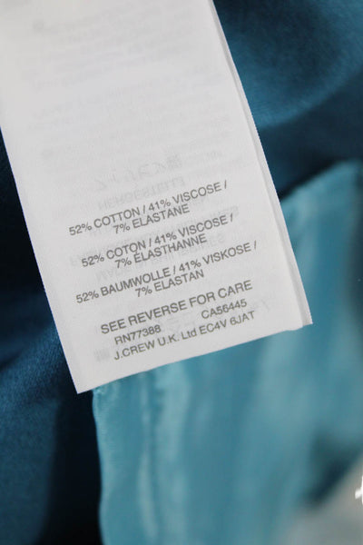 J Crew Womens Zipper Fly Pleated Martie Trouser Pants Blue Cotton Size 2