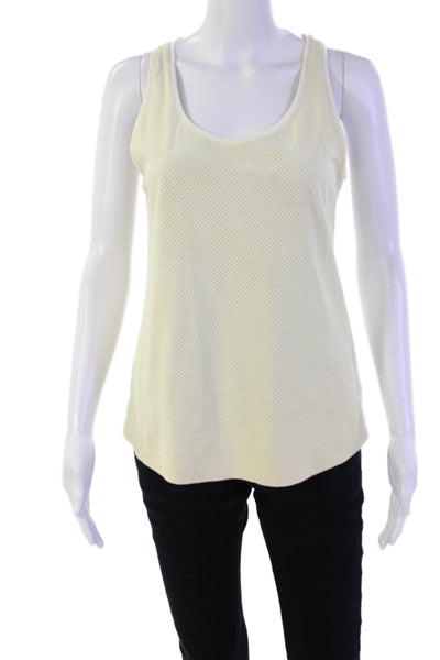 Majestic Filatures Womens Scoop Neck Perforated Suede Tank Top White Size 2