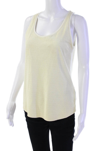 Majestic Filatures Womens Scoop Neck Perforated Suede Tank Top White Size 2