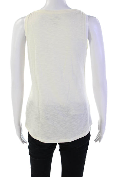 Majestic Filatures Womens Scoop Neck Perforated Suede Tank Top White Size 2