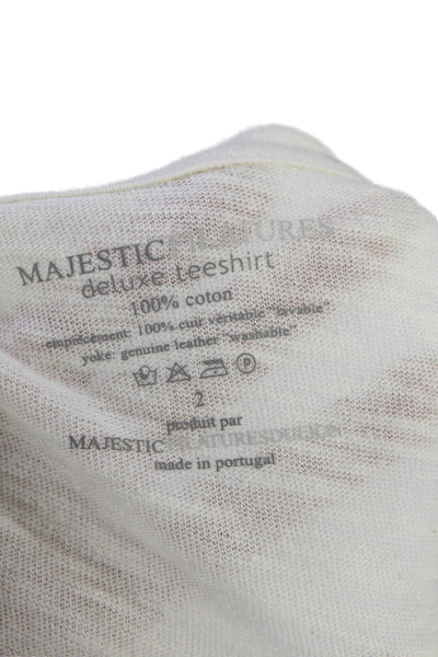 Majestic Filatures Womens Scoop Neck Perforated Suede Tank Top White Size 2