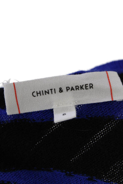 Chinti & Parker Womens Crew Neck Zebra Printed Ombre Sweater Blue Black Small