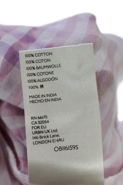 Pilcro Anthropologie Womens Button Front Collared Plaid Shirt Pink White Size XS