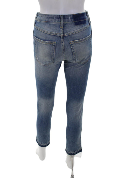 Amo Womens Slim Fit High Rise Distressed Patchwork Jeans Blue Size 24