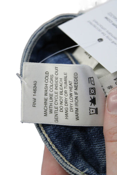 Amo Womens Slim Fit High Rise Distressed Patchwork Jeans Blue Size 24