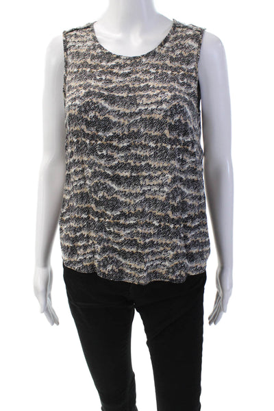 Rag & Bone Womens Abstract Print Sleeveless Tank Top Beige Black Size Medium