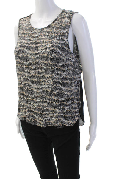 Rag & Bone Womens Abstract Print Sleeveless Tank Top Beige Black Size Medium