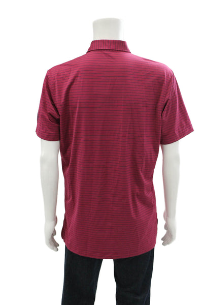 Peter Millar Womens Stripe Printed Collared Casual Polo Shirt Red Size M