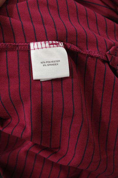 Peter Millar Womens Stripe Printed Collared Casual Polo Shirt Red Size M