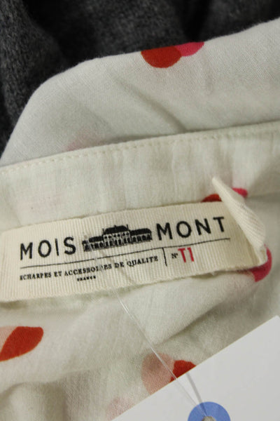 Mois Mont Womens Cotton Heart Print Sheer Long Sleeve Buttoned Top White Size S