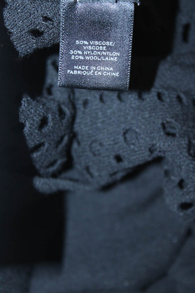 Marc By Marc Jacobs Womens Cut Out Crew Neck 3/4 Sleeve Sweater Top Black Sz XS
