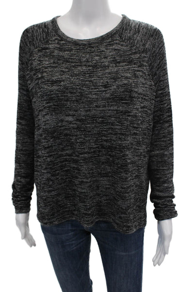 Rag & Bone Jean Women's Round Neck Long Sleeves Slit Hem Blouse Black Size S
