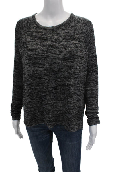 Rag & Bone Jean Women's Round Neck Long Sleeves Slit Hem Blouse Black Size S