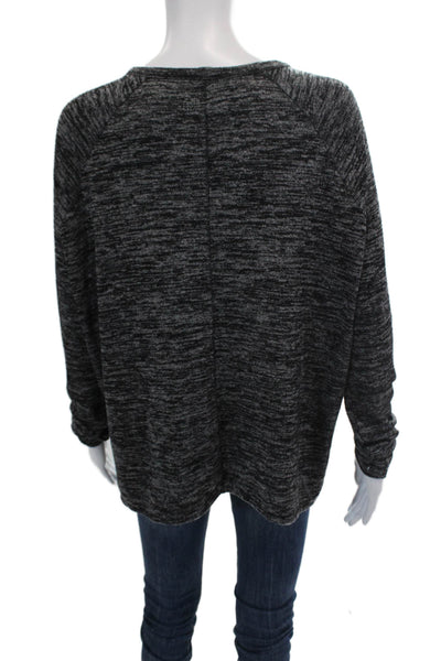 Rag & Bone Jean Women's Round Neck Long Sleeves Slit Hem Blouse Black Size S