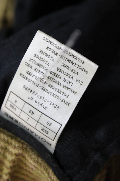 Pomandere Womens Striped High Rise Slim Leg Pants Yellow Brown Wool Size 8