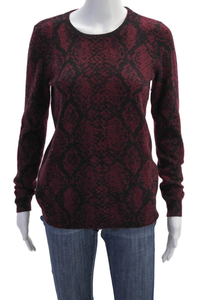 C by Bloomingdales Womens Cashmere Printed Crew Neck Sweater Top Red Size S