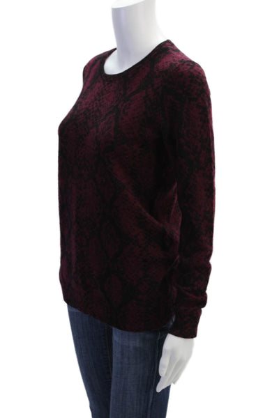 C by Bloomingdales Womens Cashmere Printed Crew Neck Sweater Top Red Size S