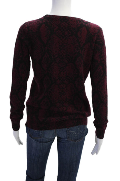 C by Bloomingdales Womens Cashmere Printed Crew Neck Sweater Top Red Size S