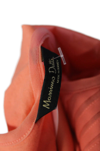 Massimo Dutti Womens Scoop Neck Pleated Sleeveless Blouse Top Orange Size M