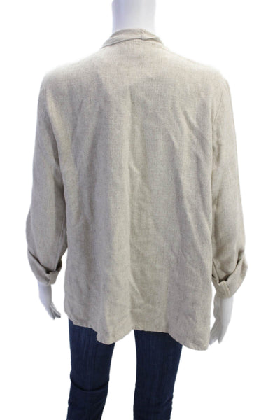 Karen Kane Womens Linen Blend Cowl Neck Cardigan Sweater Top Beige Size S