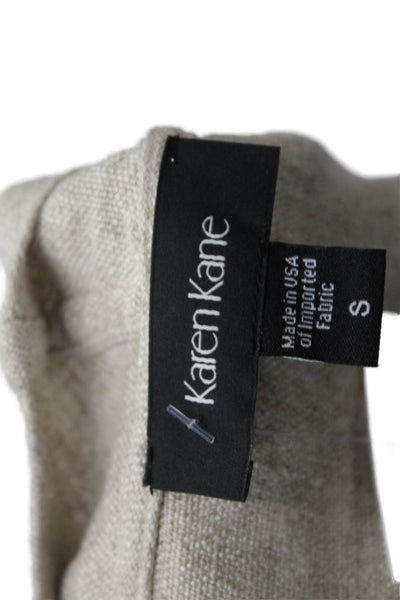 Karen Kane Womens Linen Blend Cowl Neck Cardigan Sweater Top Beige Size S