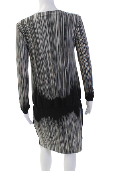 Norma Kamali Women's Round Neck Long Sleeves Drop Waist Mini Dress Black Size S