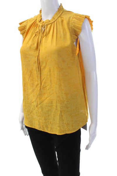 Current Air Women's Sleeveless Ruffle Tassel Workwear Blouse Yellow Size XS
