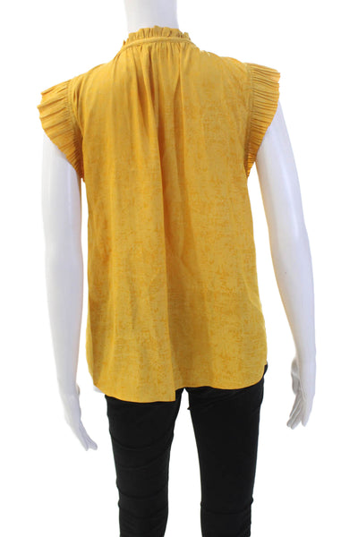 Current Air Women's Sleeveless Ruffle Tassel Workwear Blouse Yellow Size XS