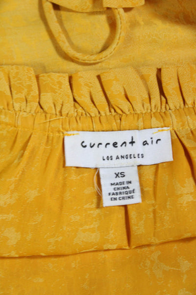 Current Air Women's Sleeveless Ruffle Tassel Workwear Blouse Yellow Size XS