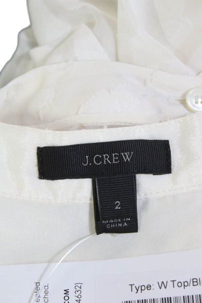 J Crew Womens Sleeveless Half Button Crew Neck Sheer Top White Size 2
