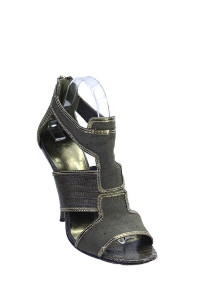 Tory Burch Women's Open Toe Strappy Zip Closure Stiletto Sandals Green Size 8.5